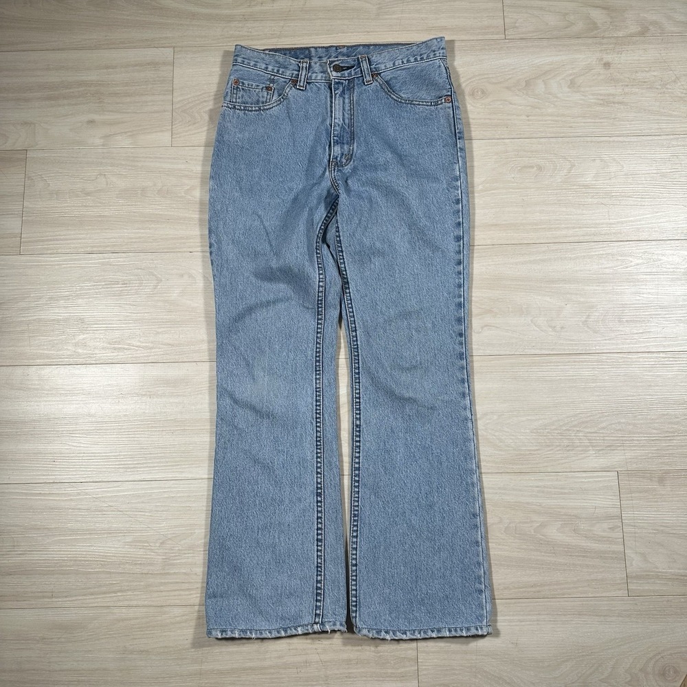 Vintage Levis 517 Boot Cut Jeans Mens 30x30 Light Wash Denim Pants Cowboy USA